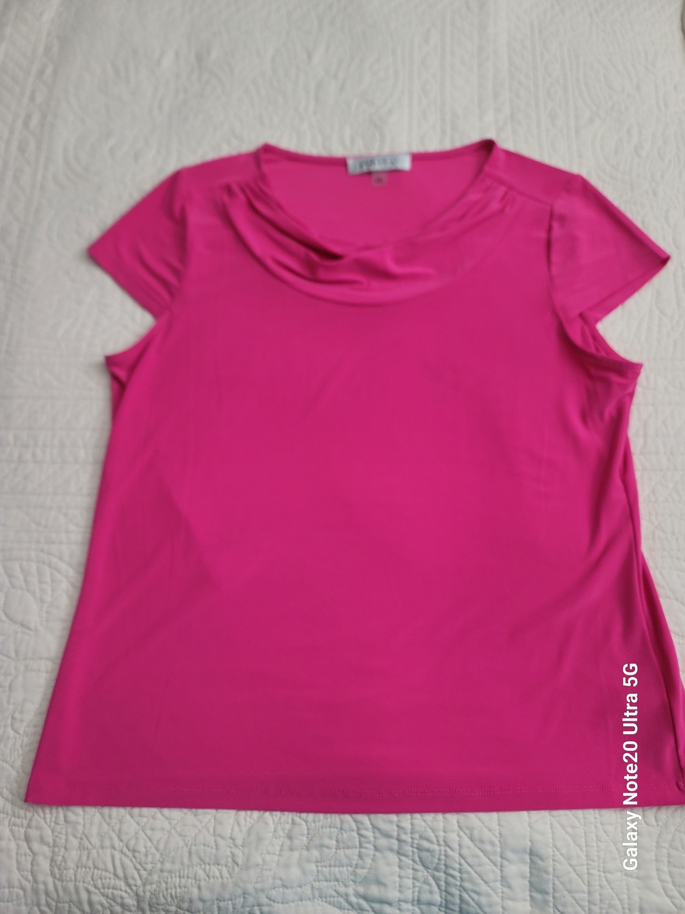 Kasper Hot Pink Cowl Neck Short‑Sleeve Top – Size L